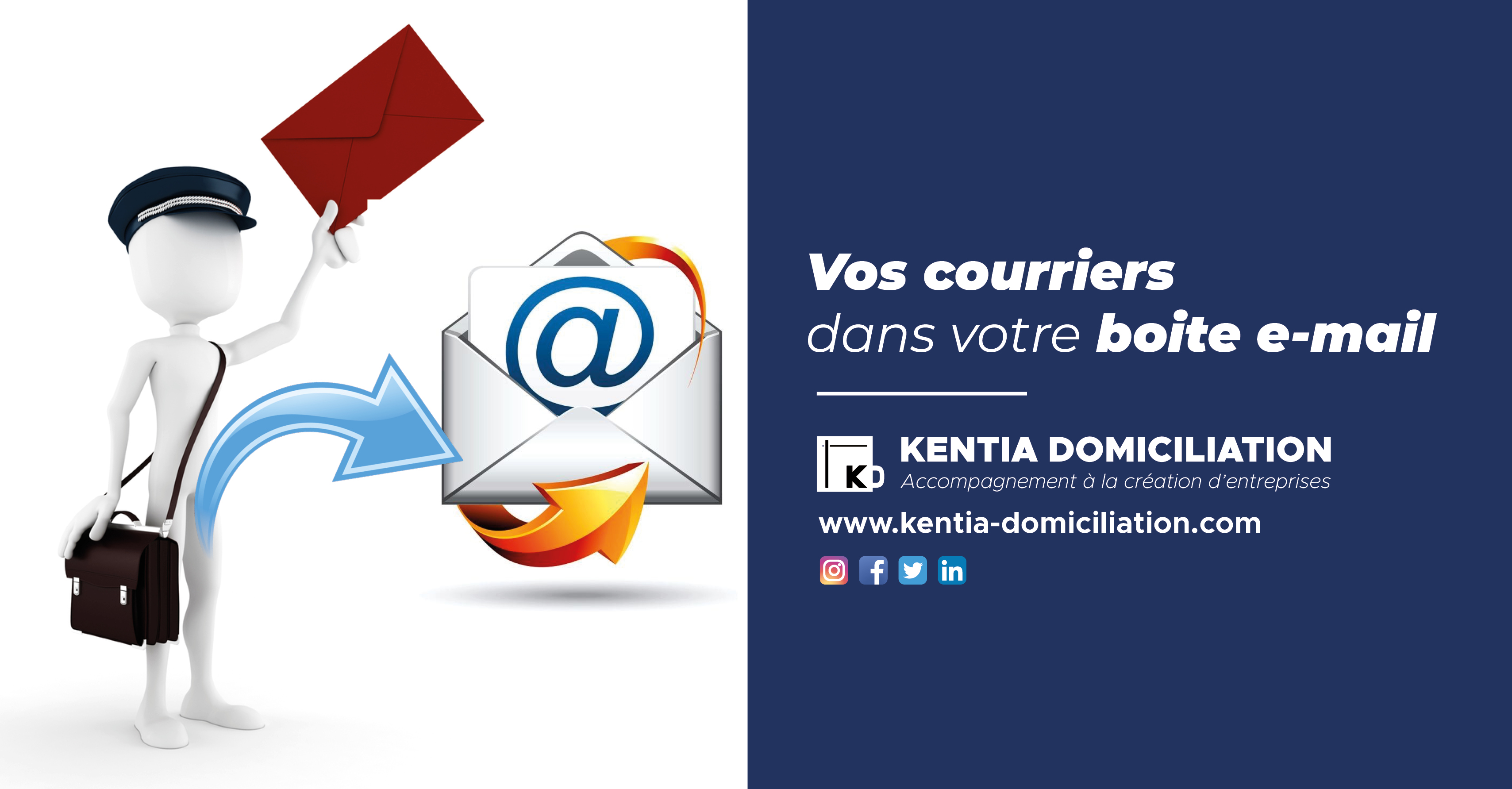 Vos courriers dans votre boîte e mail Kentia domiciliation